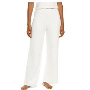 UGG L Wide Leg Pants Terri Sleep Bottoms Pajama Cream Pull On Cozy Knit NEW $108